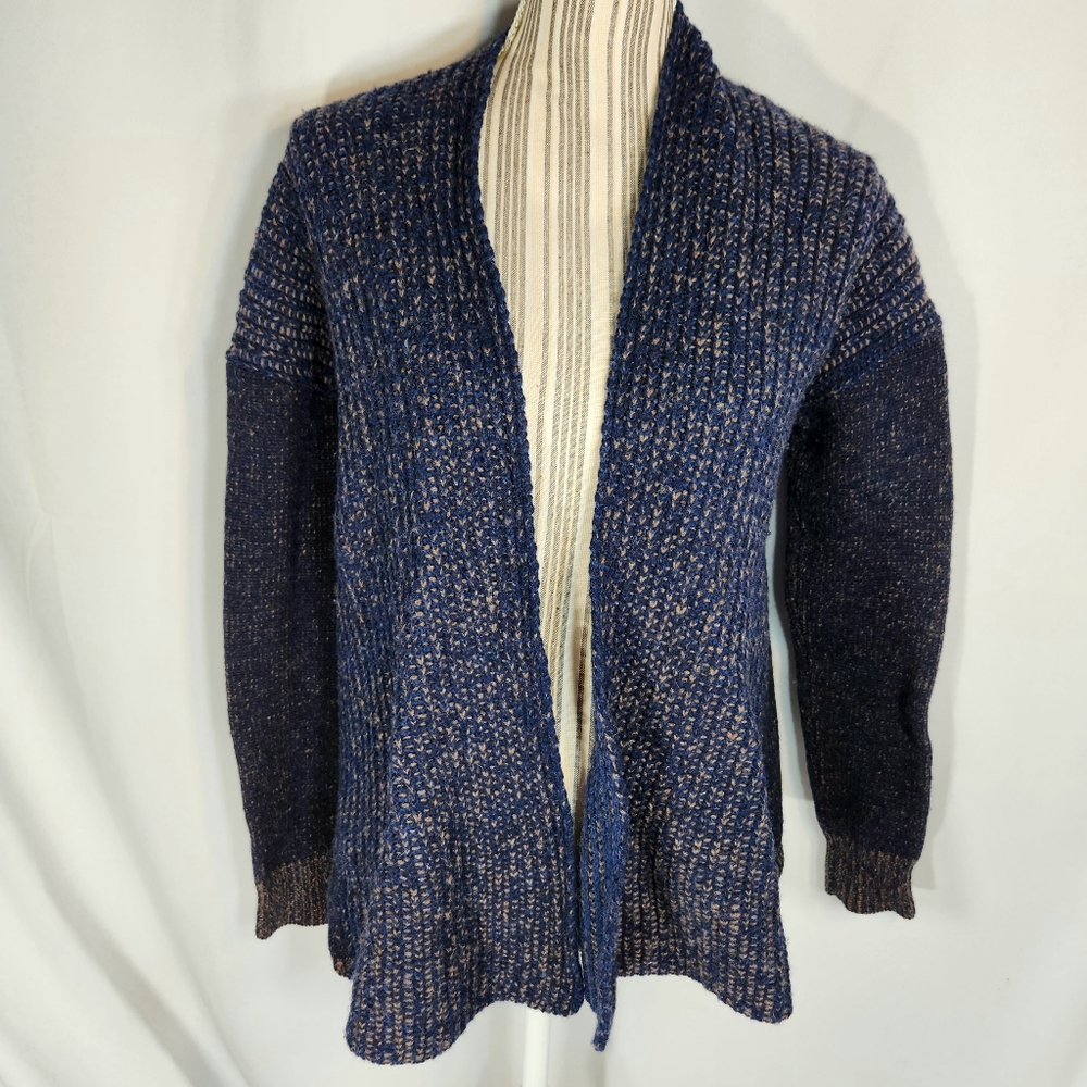 Gap Lamb's Wool Navy & Tan Open Front Cardigan Size XSmall